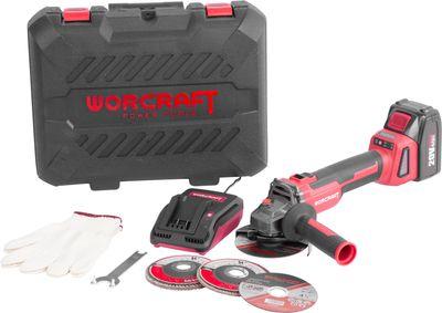 Brúska Worcraft CAG-S20LiBH ShareSYS, 115 mm, uhlová, SET v kufri, s batériou a nabíjačkou, 20V, 1x Li-ion, bezuhlíková