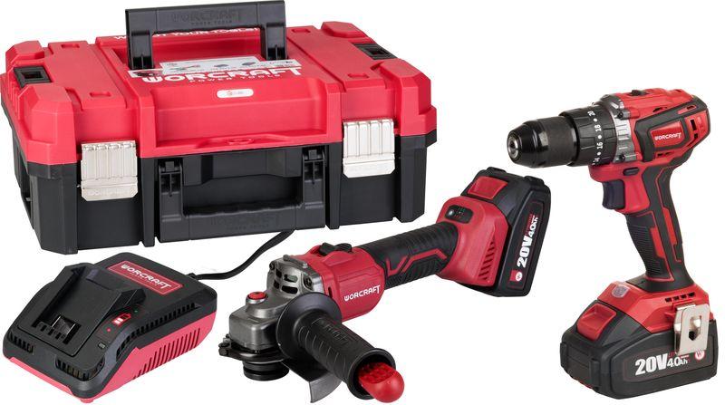 Set Worcraft XCUBE001 ShareSYS Toolbox, skrutkovač CHD-S20LiBA + uhlová brúska CAG-S20LiBS-125 mm, bezuhlíkové, 2x 4.0 Ah akumulátor, 1x nabíjačka