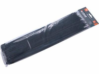 Pásky sťahovacie čierne, 4,8x400mm, 100ks, pr105mm, 22kg, nylon PA66
