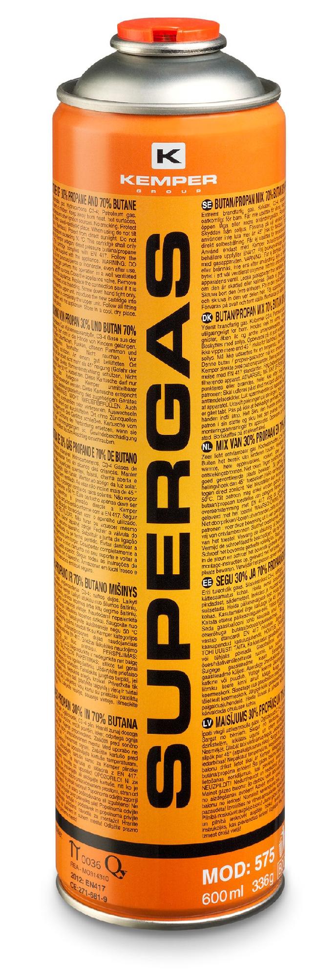 Kartuš KEMPER 575, 600 ml, 330 g, SUPERGAS, Propán-Bután, štandardný závit