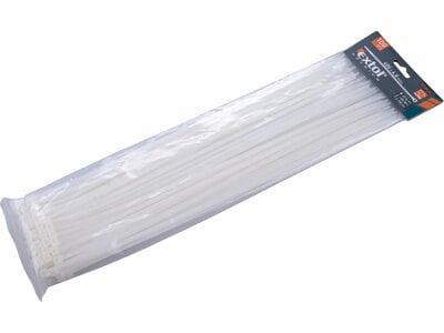 Pásky sťahovacie biele, 4,8x400mm, 100ks, Ø105mm, 22kg, nylon PA66