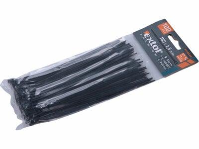 Pásky sťahovacie čierne, 2,5x150mm, 100ks, Ø35mm, 8kg, nylon PA66