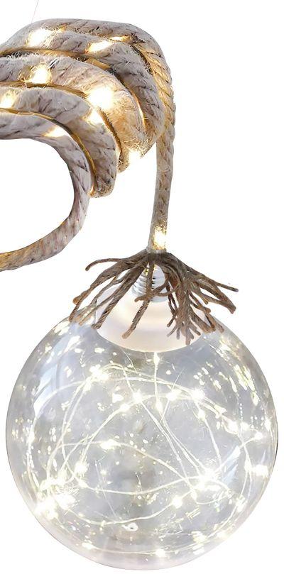 Dekorácia Vianoce Balldeco, guľa na lane, 50x mLED teplá biela, 3xAA, IP20, interiér, osvetlenie, L-0,50 m