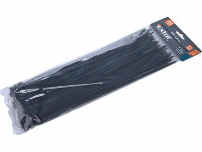 Pásky sťahovacie čierne, 4,8x300mm, 100ks, pr82mm, 22kg, nylon PA66