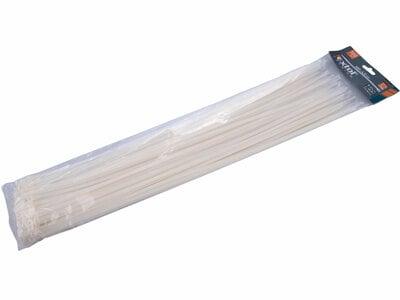 Pásky sťahovacie biele, 4,8x500mm, 100ks, Ø150mm, 22kg, nylon PA66