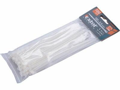 Pásky sťahovacie biele, 2,5x150mm, 100ks, Ø35mm, 8kg, nylon PA66