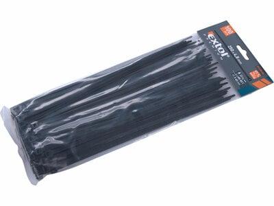 Pásky sťahovacie čierne, 4,8x250mm, 100ks, Ø65mm, 22kg, nylon PA66