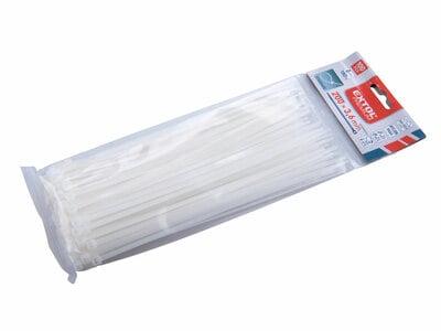 Pásky sťahovacie biele, 3,6x200mm, 100ks, Ø50mm, 18kg, nylon PA66