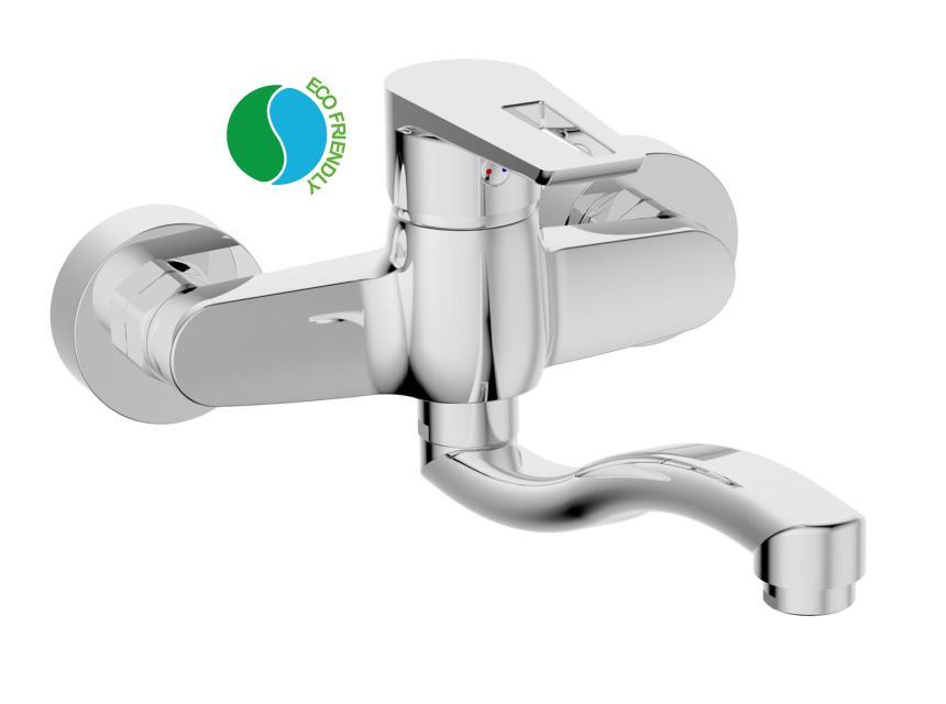 KB301 KLASIK umývadlová, drezová kuchynská batéria páková SAMTEK, na stenu 150 mm, prevýšené výtokové ramienko - DUE SYSTÉM