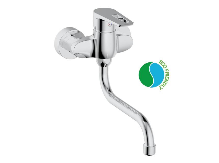 KB301A01 KLASIK umývadlová, drezová kuchynská batéria páková SAMTEK, na stenu 100 mm, rúrkové výtokové ramienko - DUE SYSTÉM