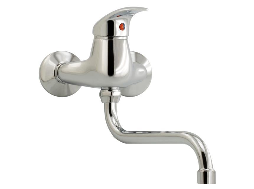ARIES umývadlová, drezová batéria SAMTEK na stenu 100 mm, klasické rúrkové výtok. ramienko, RS.6110.100