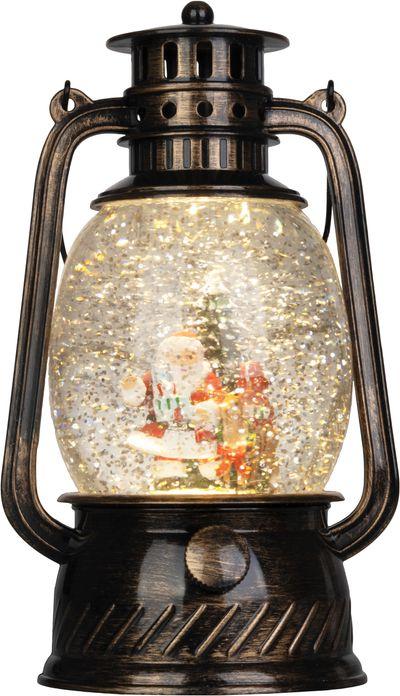 Lampáš Vianoce, santa, plast, čierny, 1xLED teplá biela, 12x10x20.5 cm, 3xAA