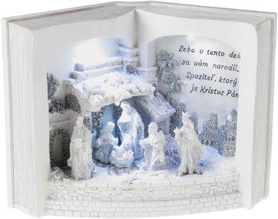 Dekorácia Vianoce, Betlehem v knihe, 3 LED, 3xAA, interiér, 27,50x12x19 cm