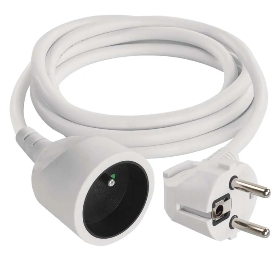 Predlžovací kábel 1,5 m / 1 zásuvka / biely / PVC / 1 mm2