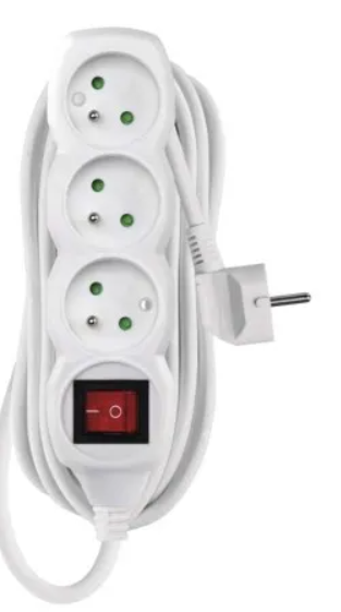 Predlžovací kábel 7 m / 3 zásuvky / s vypínačom / biely / PVC / 1 mm2