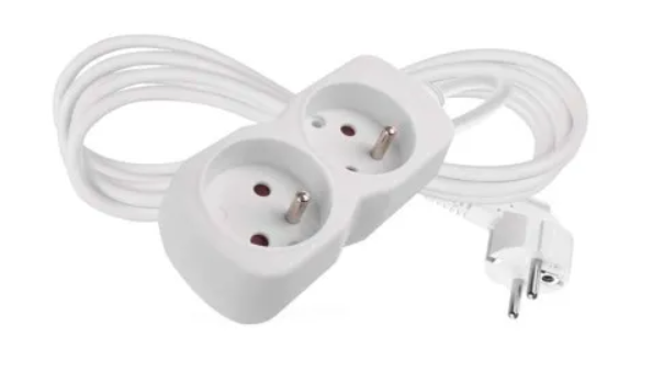 Predlžovací kábel 2 m / 2 zásuvka / biely / PVC / 1 mm2