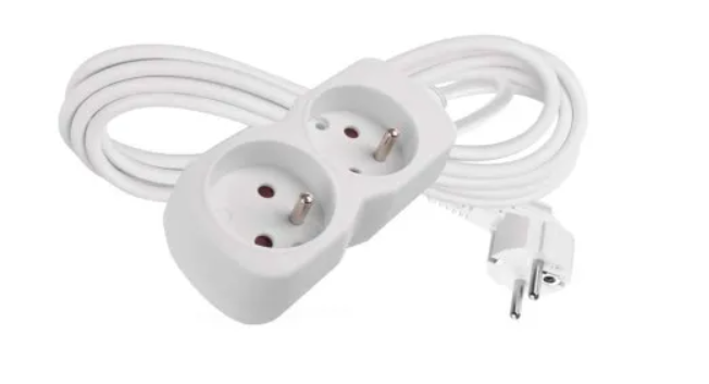 Predlžovací kábel 3 m / 2 zásuvka / biely / PVC / 1 mm2