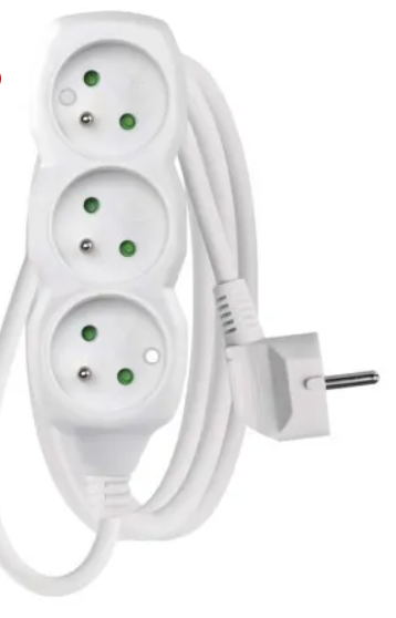 Predlžovací kábel 1,5 m / 3 zásuvky / biely / PVC / 1 mm2
