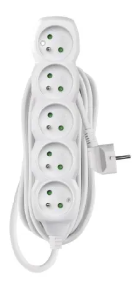 Predlžovací kábel 5 m / 5 zásuviek / biely / PVC