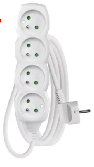 Predlžovací kábel 2 m / 4 zásuvky / biely / PVC 