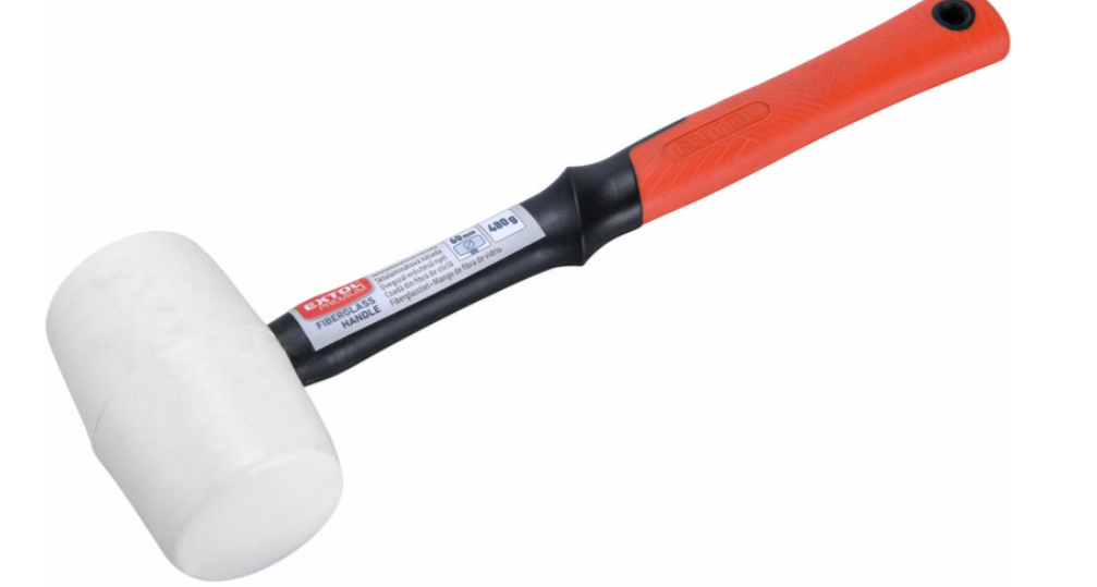 Kladivo gumené biele sklolaminátová násada, Ø60mm, 480g, EXTOL PREMIUM