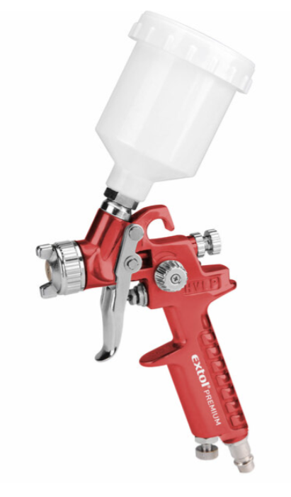 Pištoľ striekacia s nádobkou zhora a funkciou HVLP, max. prac. tlak 210kPa, EXTOL PREMIUM