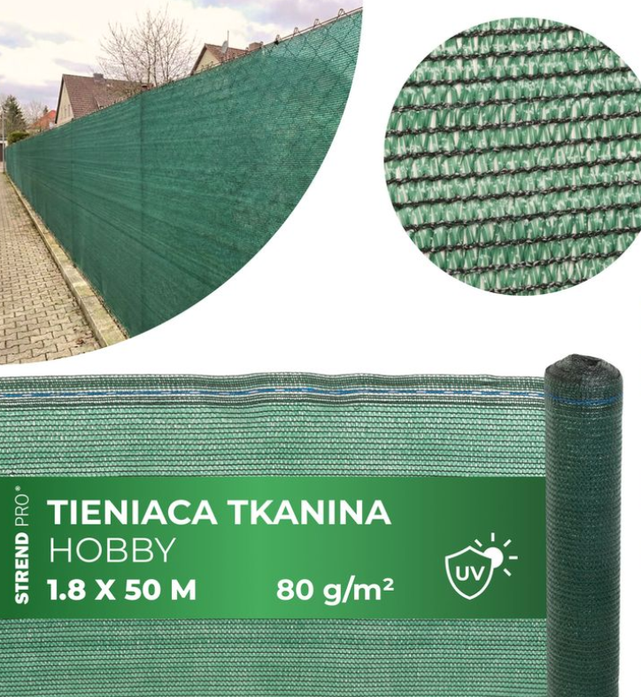 Tkanina tieniaca POPULAR.NET 1,5x50 m, HDPE, UV, 150 g/m2, 90% zelená