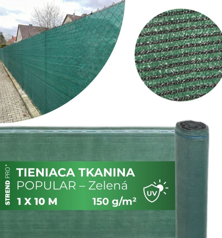 Tkanina tieniaca POPULAR.NET 1x10 m, HDPE, UV, 150 g/m2, 90% zelená