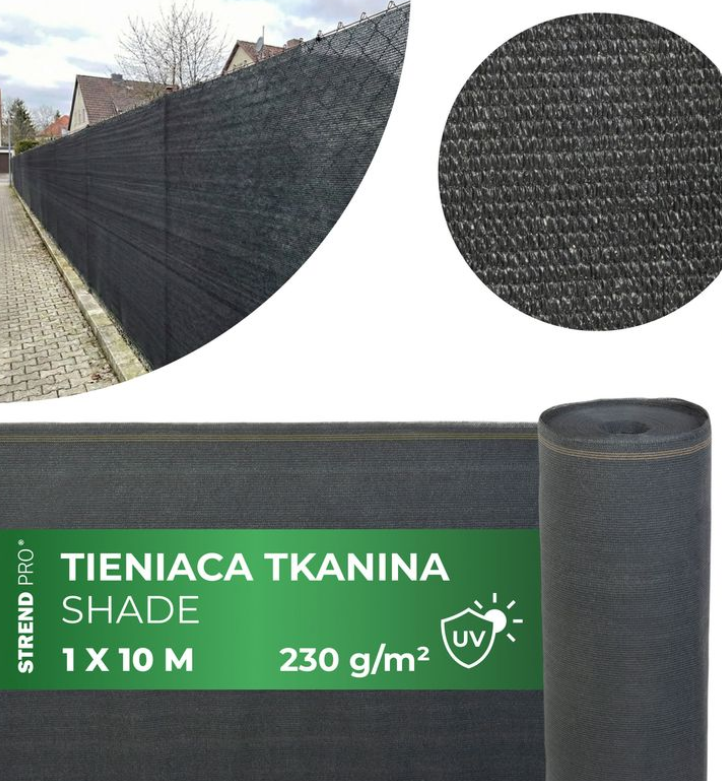 Tkanina tieniaca SHADE.NET 1x10 m, UV, 230 g/m2, 95% antracitová
